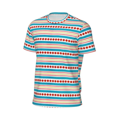 Gym T Shirt For Mens Retro Dots And Stripes T Shirts Fashion Blue Line Design Summer Tees O Neck Basic Graphic Clothes Plus Size