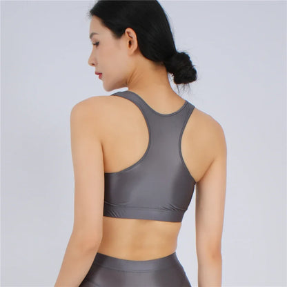 Women's Yoga Fitness Tops Sexy Candy Color UltraShort Crop Fashion Vest V Neck Oil Glossy Silky Smooth Elastic Tight Tanks Tees