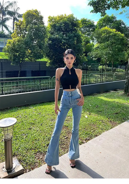 2025 Women Sexy Tank Tops Chic Y2K Tops Halter Off Shoulder Tops Crop Elastic Solid Tank for Women Summer