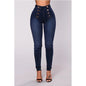 Women Elegant Vintage Stretch Bodycon Jeans Fashion Casual Double Breasted High Waist Skinny Denim Pants Trousers