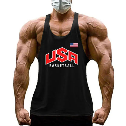 Mens Basketball Training Clothing Bodybuilding Workout Tank Tops Cotton Breathable Sport T-shirt Gym Fitness Running Singlets