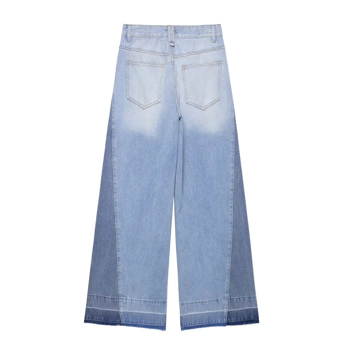 2025 new summer women's casual fashion simple design comfortable stitching high waist wide leg jeans