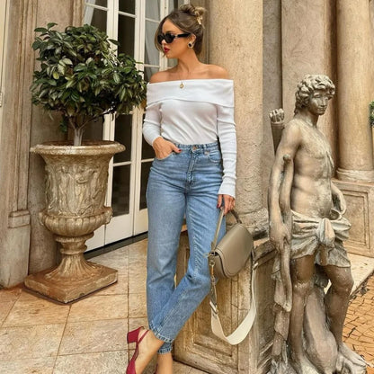2024 Spring New Women's Fashion and Elegance Versatile Loose and Comfortable Straight leg Jeans