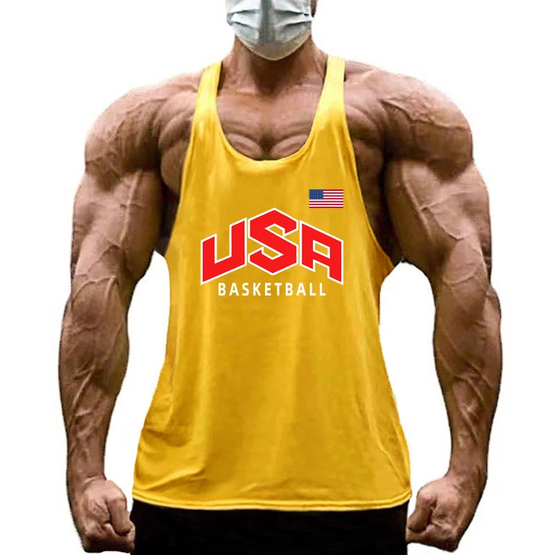 Mens Basketball Training Clothing Bodybuilding Workout Tank Tops Cotton Breathable Sport T-shirt Gym Fitness Running Singlets