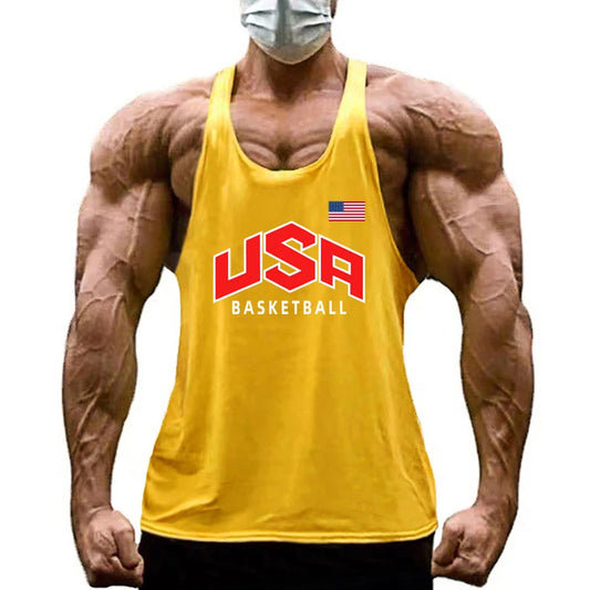 Mens Basketball Training Clothing Bodybuilding Workout Tank Tops Cotton Breathable Sport T-shirt Gym Fitness Running Singlets