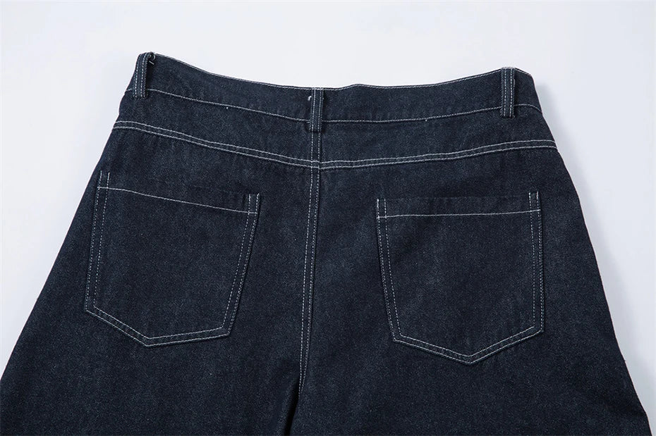 Pleated Baggy Jeans Men Loose Wide Leg Jeans Trousers Streetwear Harajuku Hip Hop Jeans Denim Pants