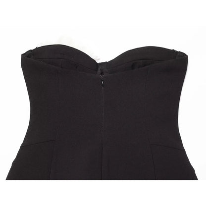 Women's Short Dress Fashion Flower Decorated Strapless Dress Sexy Women Mini Dresses Female Elegant Party Dresses