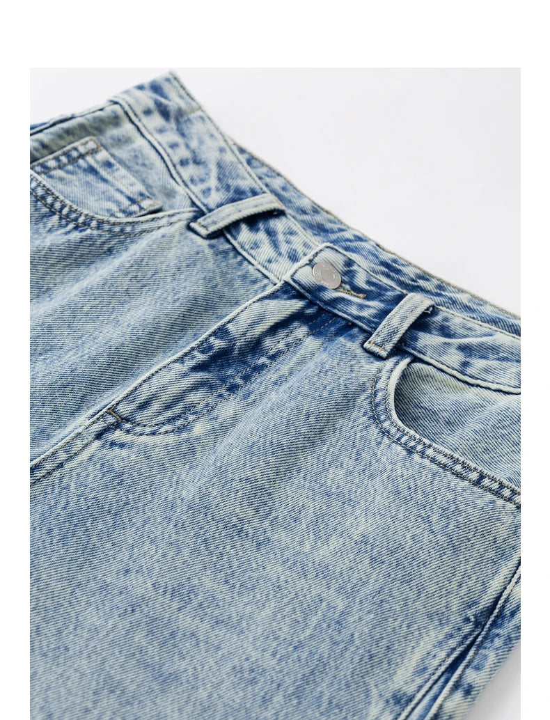 TOYOUTH Women Denim Jeans 2024 Autumn Winter New Mide Waist Straight Wide Leg Long Pants