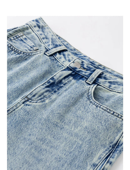 TOYOUTH Women Denim Jeans 2024 Autumn Winter New Mide Waist Straight Wide Leg Long Pants