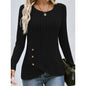 Women's Clothing Western Tops 2024 hot autumn new waist cinched round neck tight long sleeved top Europe America T-Shirts Tees