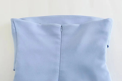 Strapless Draped Bustier Tops for Women, Straight Neck, Back Zipper, Female Camis, Fashion