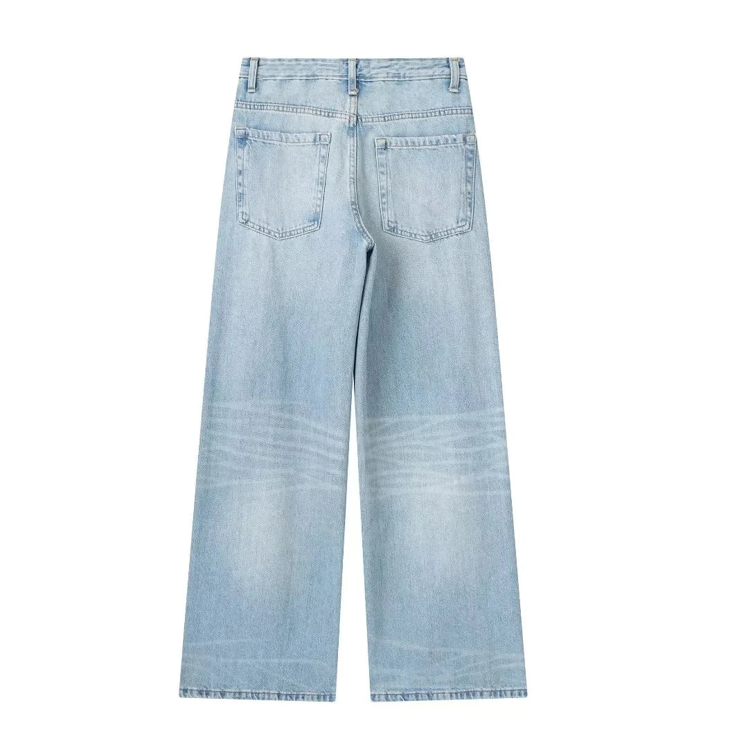 HH Jeans For Women 2023 Worn In All Seasons Denim 4 Colors Long Trousers Female Cool High Street Women's Wide Leg Pants