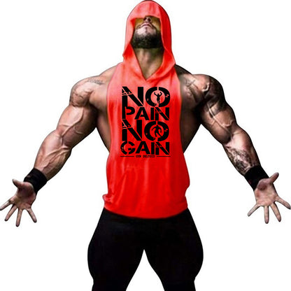 Gym Clothing Mens Bodybuilding Hooded Tank Top Cotton Sleeveless Vest Sweatshirt Fitness Workout Sportswear Tops Male Suspenders