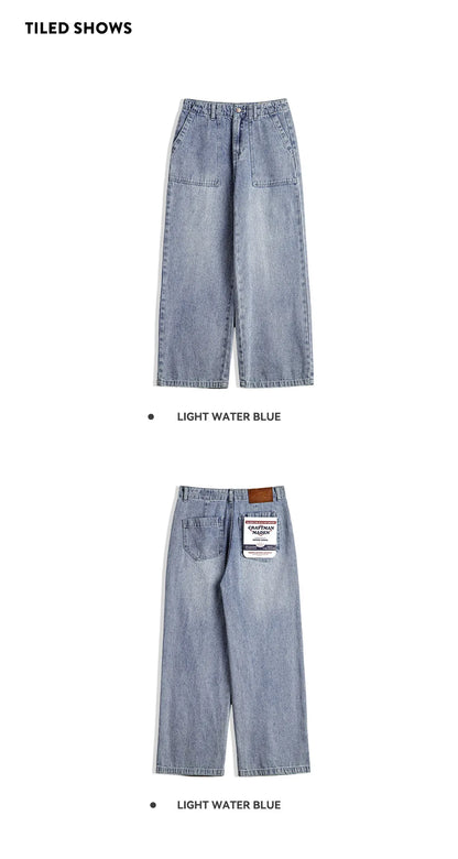 Maden Women's High Waist Straight Denim Jeans Vintage Washed Loose Fit Casual Pants Trousers for Fall Winter with YKK Zipper