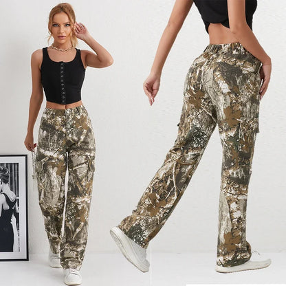 2025 Denim Pants Women's Jeans Camouflage Euramerican High Waist Girl Style Jean Trousers Colorful Straight Leg Wide Leg Pants