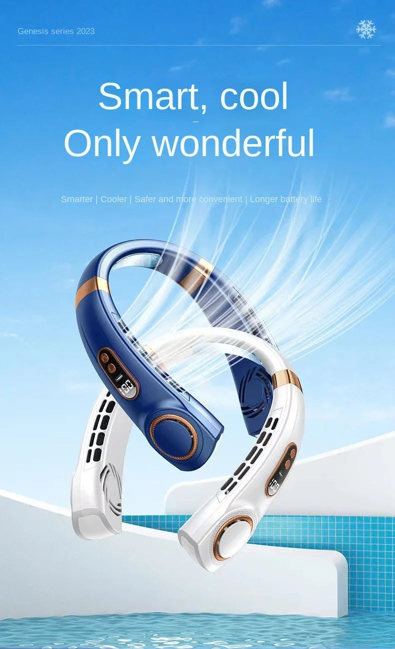 XIAOMI Charging Neck Fan 5 Speed Portable Digital Display 4000mAh Rechargeable Bladeless Electric fan Air Conditioner For Sport