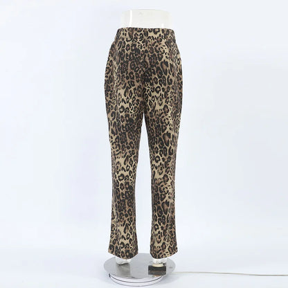 Vintage Leopard Jeans Women Denim Pants Female Spring Oversize Casual Wide Leg Trousers Streetwear Hip Hop Clothes Loose Y2K