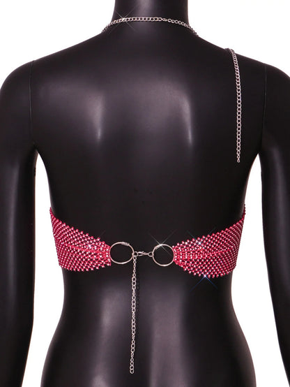 Sexy black White Summer crop top women festival Beach club outfits Party tank top t shirt woman Halter Rhinestones tops topy Hot