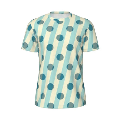 Gym T Shirt For Mens Retro Dots And Stripes T Shirts Fashion Blue Line Design Summer Tees O Neck Basic Graphic Clothes Plus Size