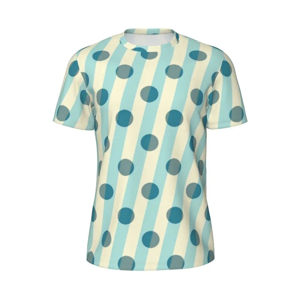 Gym T Shirt For Mens Retro Dots And Stripes T Shirts Fashion Blue Line Design Summer Tees O Neck Basic Graphic Clothes Plus Size