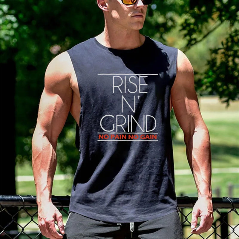 Gym Bodybuilding Running Clothing Summer Cotton Breathable Singlets Mens Training Sleeveless Tank Tops Large Side Slits Shirts