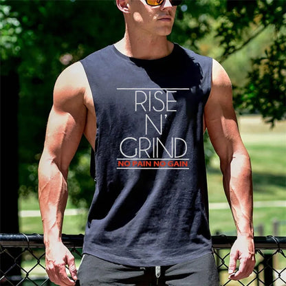 Gym Bodybuilding Running Clothing Summer Cotton Breathable Singlets Mens Training Sleeveless Tank Tops Large Side Slits Shirts