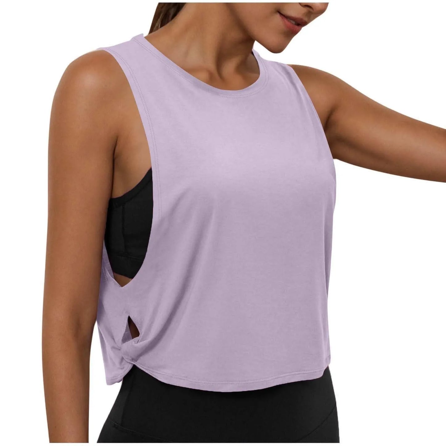 Women Sleeveless Yoga Tops Breathable Blouse Cover Up Gym Workout Cool T-Shirt Running Short Tank Crop Top Athletic Vest
