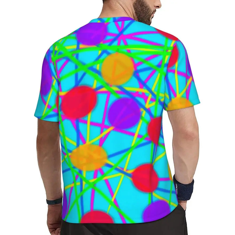 Gym T Shirt For Mens Retro Dots And Stripes T Shirts Fashion Blue Line Design Summer Tees O Neck Basic Graphic Clothes Plus Size