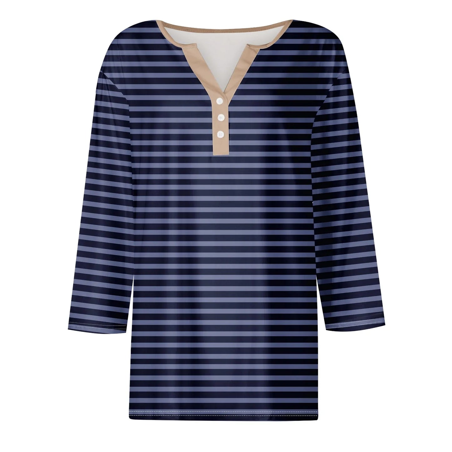 Tops For Women Women'S T Shirt Tee Print Button 3/4 Sleeve Daily Weekend Fashion Basic V Neck Regular Top Ropa De Mujer New