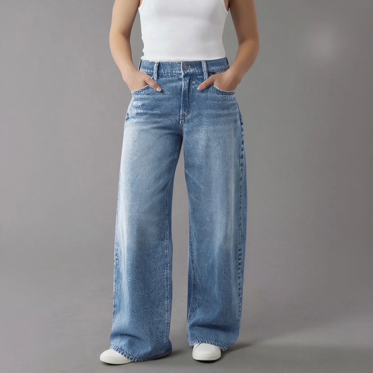 High Waist Straight Leg Jeans for Women New Style Cross-Border High Waist Slim Fit Long Jeans Trendy Women's Denim Pants