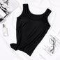 2023 Women's Vest Tops with Built In Bra Neck Vest Solid Color Padded Slim Fit Tank Tops Sexy Shirts Feminino Casual Tank Tops