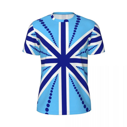 Gym T Shirt For Mens Retro Dots And Stripes T Shirts Fashion Blue Line Design Summer Tees O Neck Basic Graphic Clothes Plus Size