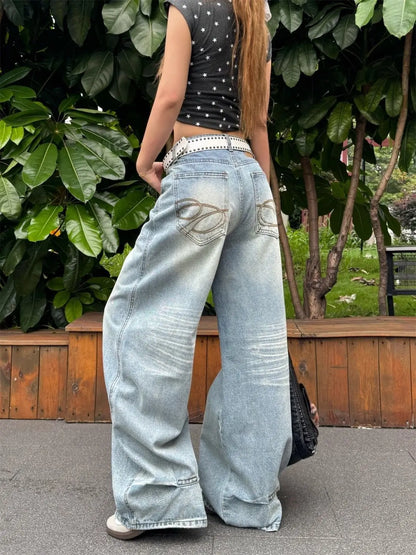 Baggy Jeans Women's Clothing Street Hip Hop Vintage High Waisted Jeans Wide Leg Casual Blue Jeans for Women Pants