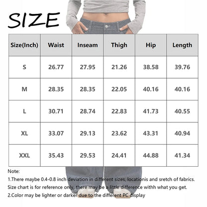 Women Mid Waist Jeans Spring Autumn Daily Matching Comfy Loose Wide Leg Trousers Fashion Stripe Straight Leg Denim Fabric Pants