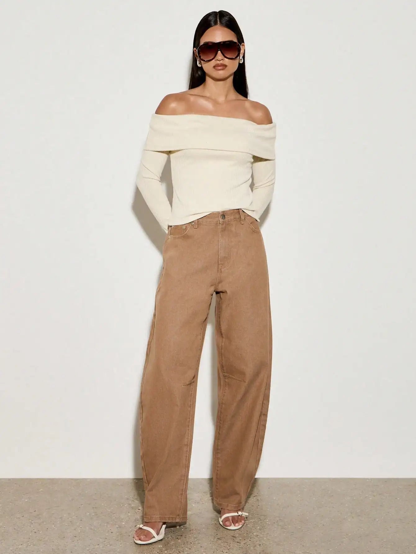 European style  American retro  high waisted wide leg jeans for women  new style for spring summer 2025  loose and slimming effe