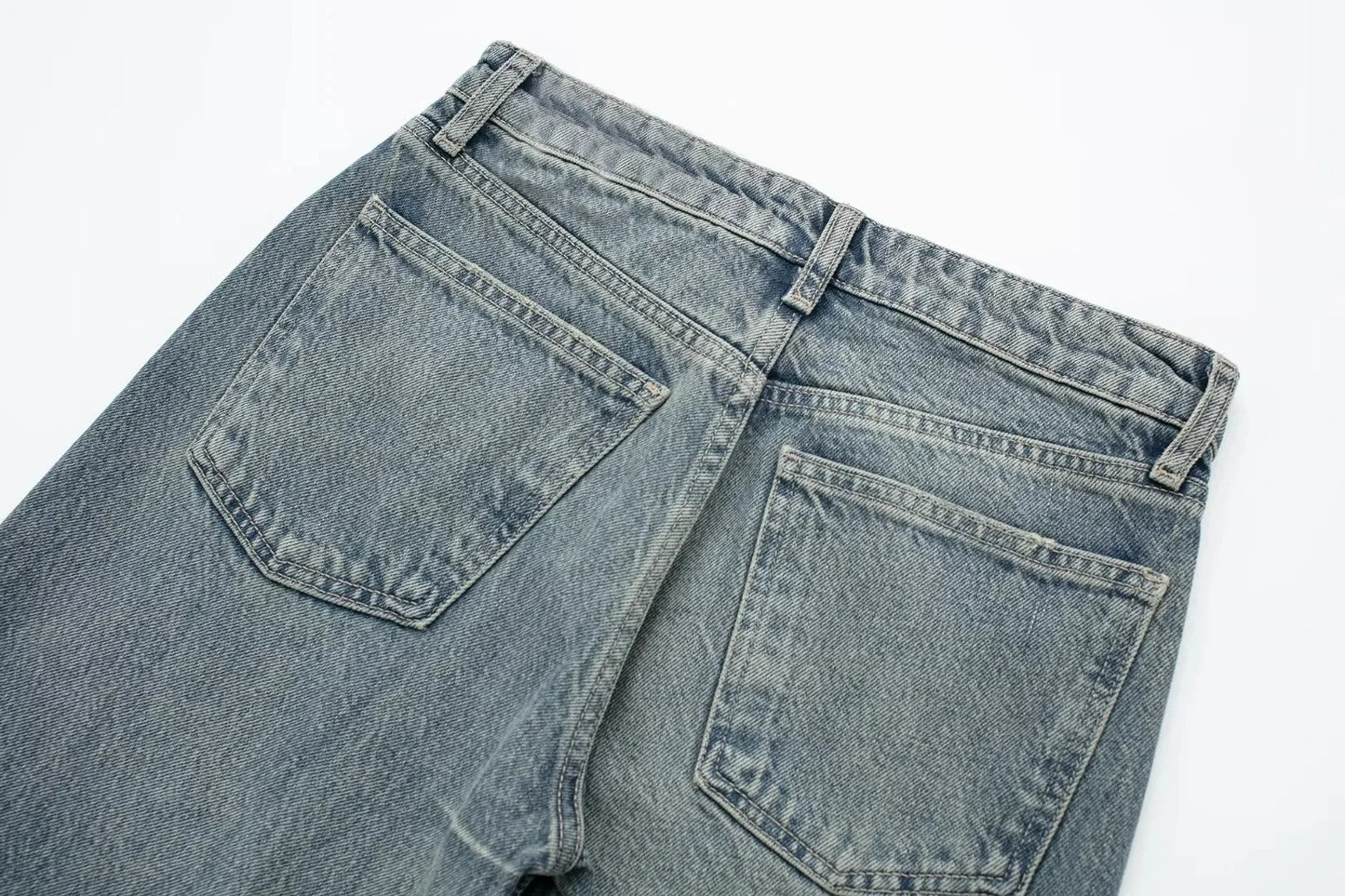 HH Female Fashion Denim Jeans Loose Solid Long Pants With Gradient All Match Streetwear Mujer Casual Baggy Chic Trousers