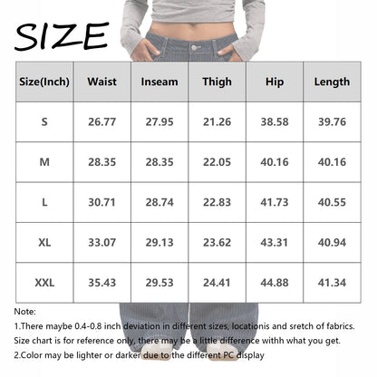 Women Mid Waist Jeans Spring Autumn Daily Matching Comfy Loose Wide Leg Trousers Fashion Stripe Straight Leg Denim Fabric Pants