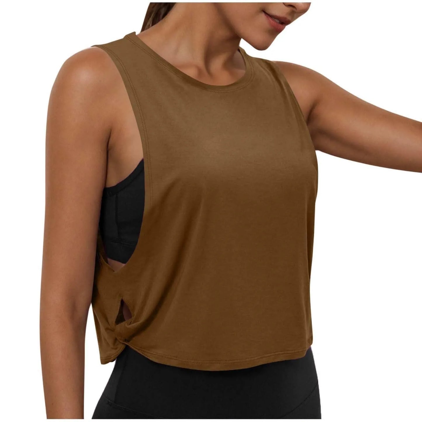 Women Sleeveless Yoga Tops Breathable Blouse Cover Up Gym Workout Cool T-Shirt Running Short Tank Crop Top Athletic Vest