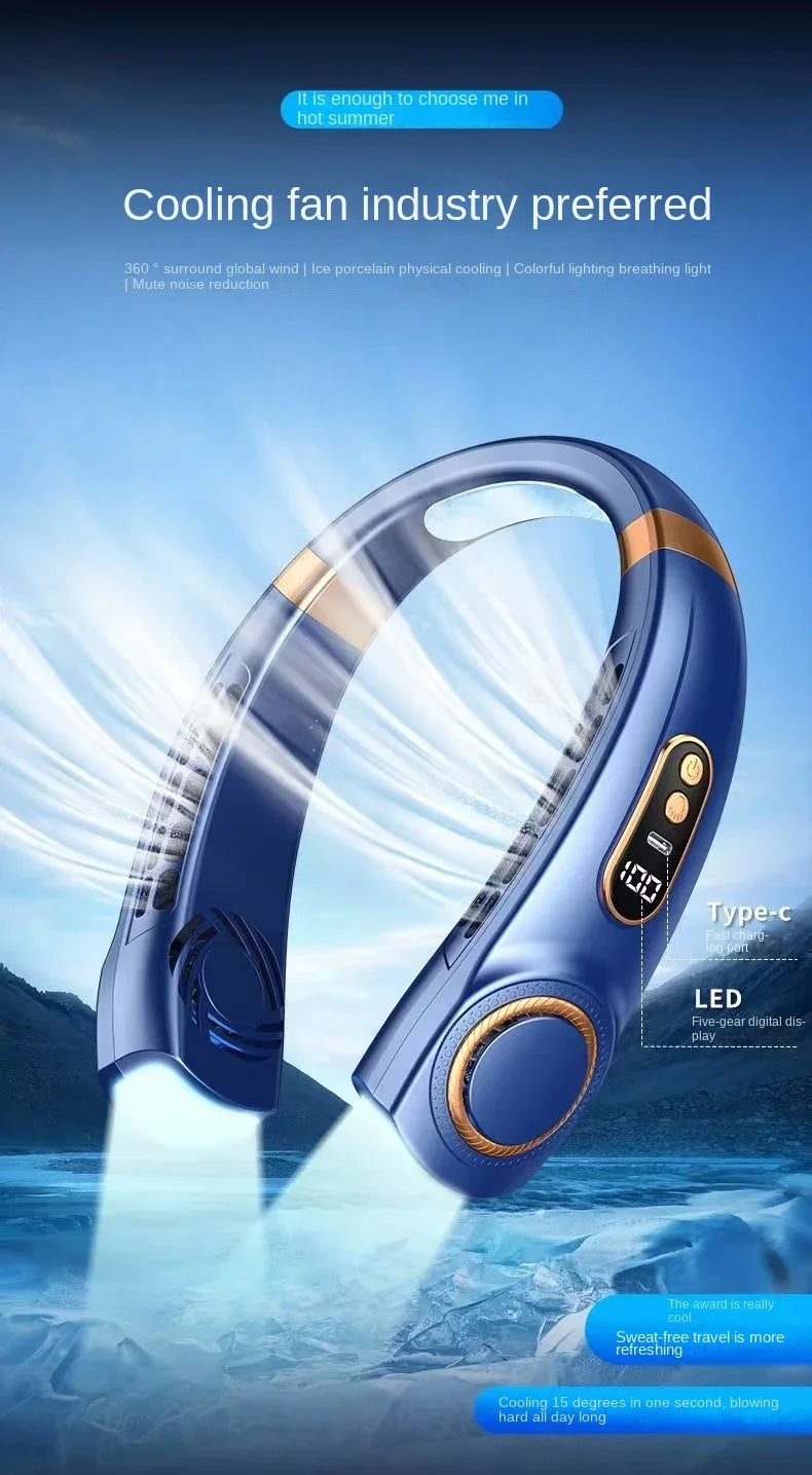 XIAOMI Charging Neck Fan 5 Speed Portable Digital Display 4000mAh Rechargeable Bladeless Electric fan Air Conditioner For Sport