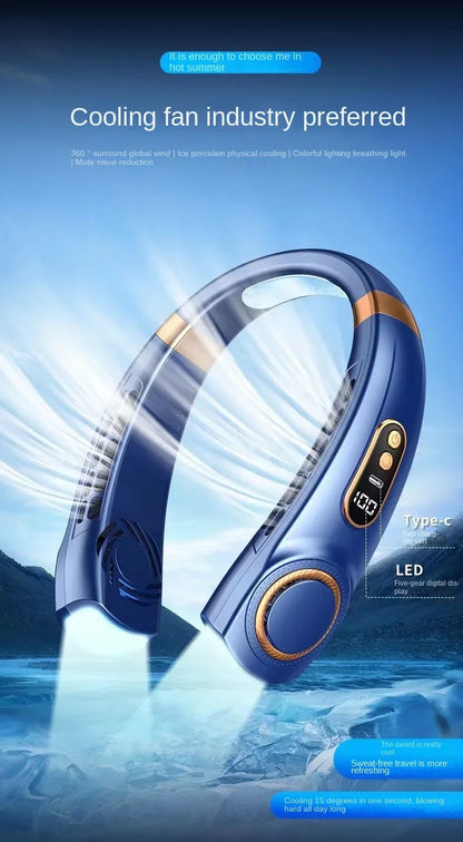 XIAOMI Charging Neck Fan 5 Speed Portable Digital Display 4000mAh Rechargeable Bladeless Electric fan Air Conditioner For Sport