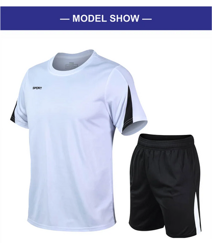 2 Piece Men's Quick Dry Gym Fitness Badminton Sports Suit Clothes Running Jogging Sportswear Workout Workout Set Sportswear