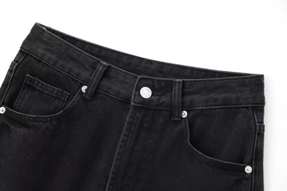 ETJ Wide-leg high-waisted jeans  women's classic everything with five pockets washed soft comfortable ultra-long jeans6045022