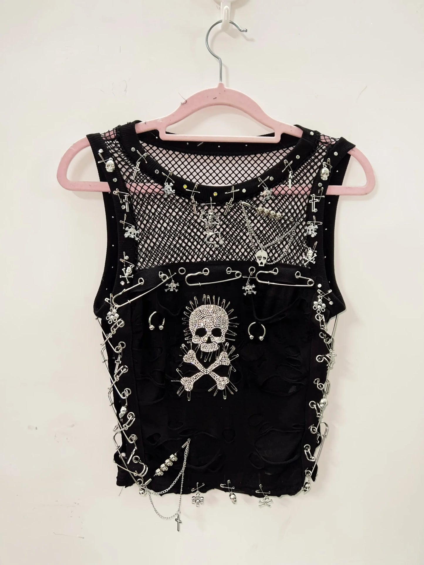 Cross Tank Tops y2k clothes y2k crop top Gothic Tank Tops Punk  Tops harajuku fashionSkull Tank Tops bustier top gothic clothes