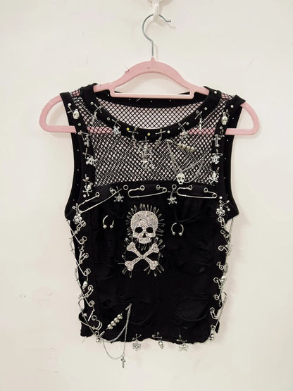 Cross Tank Tops y2k clothes y2k crop top Gothic Tank Tops Punk  Tops harajuku fashionSkull Tank Tops bustier top gothic clothes