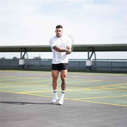 2024 Gyms T-shirt Men Short sleeve Cotton T-shirt Casual Slim t shirt Male Fitness Bodybuilding Workout Tee Tops Summer clothing