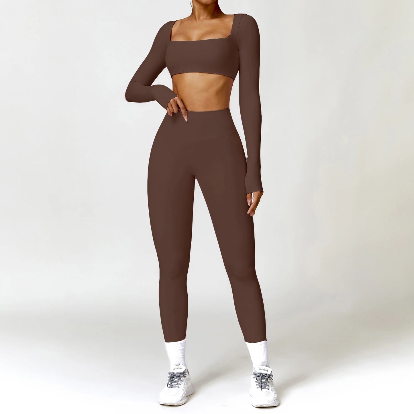 Yoga Clothes 2PCS Gym Set Sports Shorts Set Women Long Sleeved High Waist Shorts Fitness Suit Running Workout Tracksuit XP133