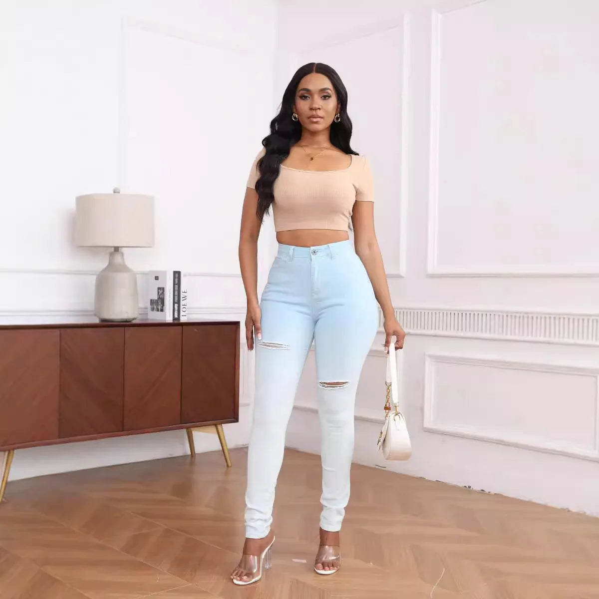 Skinny Jeans Women Pencil Pants Super Stretch Denim Sexy Slim Women Fashion Fashion Waist Retro Commuter