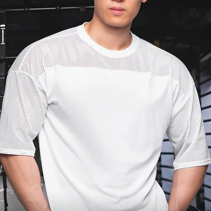 2023 Summer Gym T-Shirts fitness Oversized Breathable Men T Shirt High Quality Bodybuilding Men Clothes Top Tee