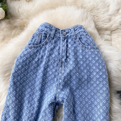 Ripped Jeans for Women Casual Streetwear New Spring Autumn High Waist Straight Leg Pants Fashion White Blue Denim Trousers