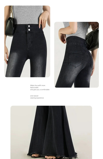 Skinny Jeans for Women Black Sexy Cool Girls Spring Summer Full Length Flare High Waist Do Old Casual Washed New Simple Design